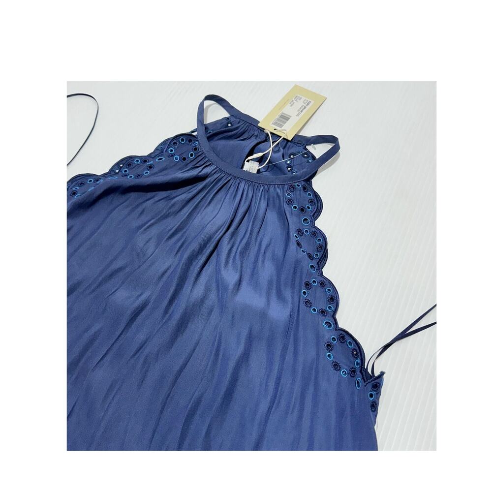 NWT Ramy Brook Calla Blouse Top Women Size S Navy Blue Scallop Eyelet Trim $295 - Picture 12 of 12